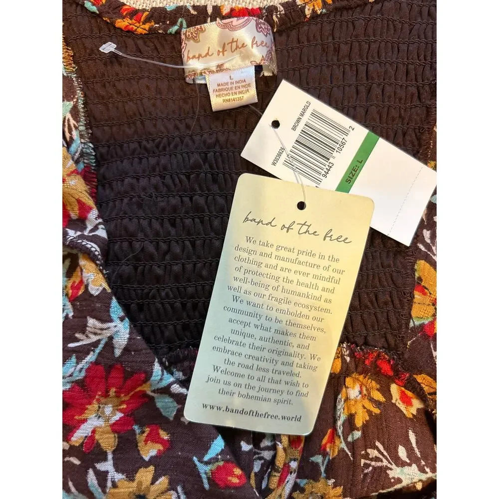 band of the free | (NWT) Brown Floral Wrap Dress | Lg - Picture 15 of 15